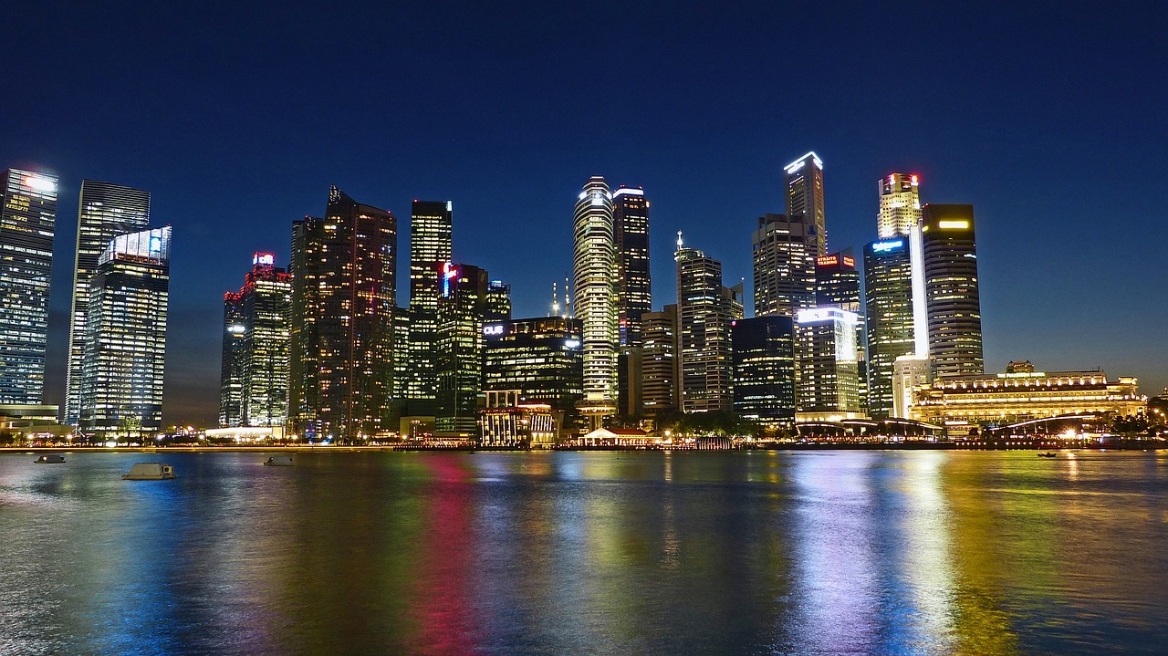 International city skyline at night